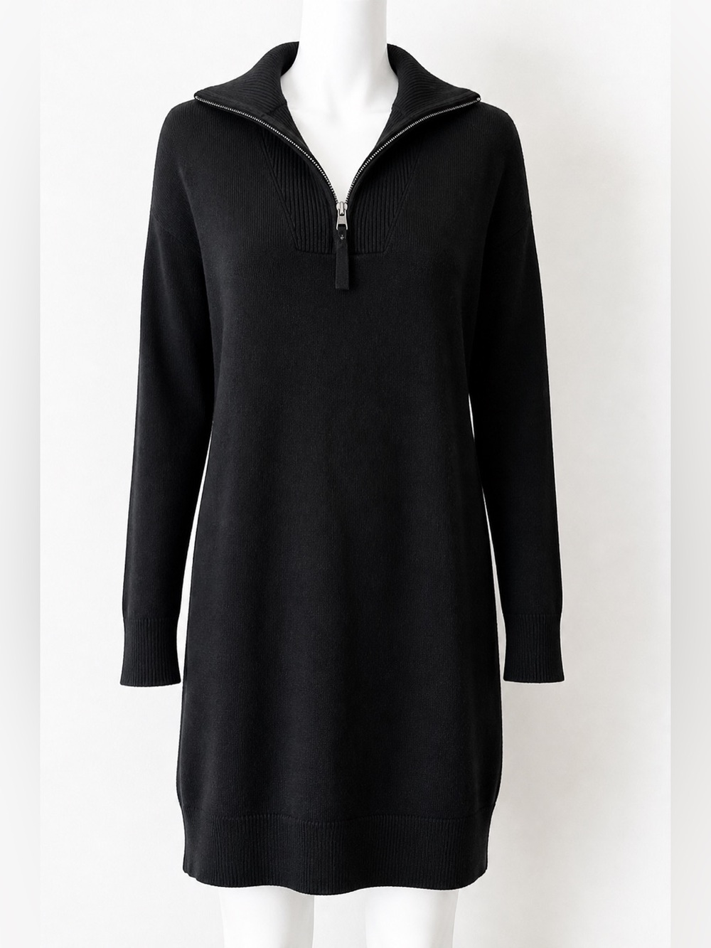 360Cashmere Cotton Cashmere Zip‎ Sweater Dress Black S